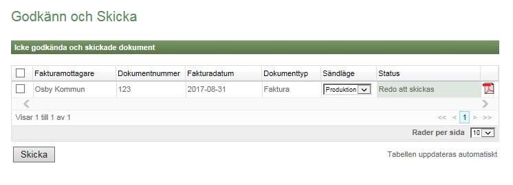 Bocka för fakturan och klicka sedan på