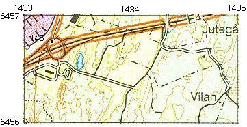 RT 90 (RH2000) X = 6456725 Y = 1433241 SWEREF 99 TM N = 6454258 E = 480556 Ekonomiska kartan Ödeshög J133-8E1g50, från 1948.