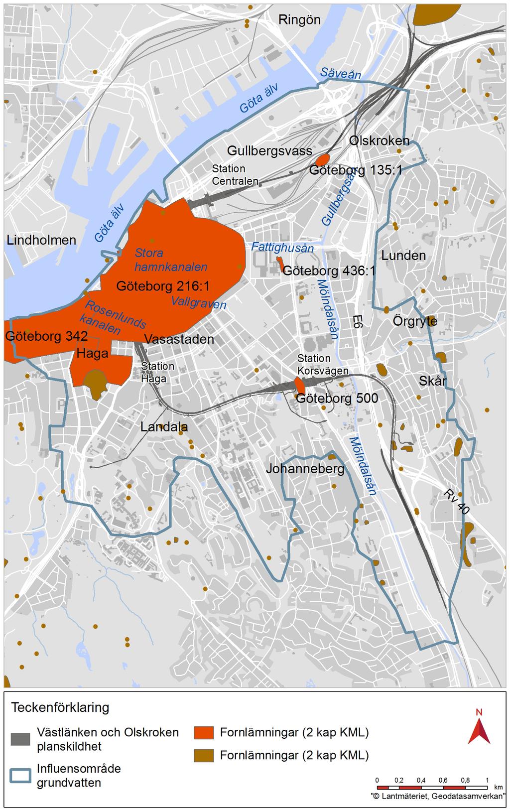 Figur 5.15: Fornlämningar inom influensområdet.