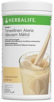 MAKRONÄRING FORMULA 1 HÄLSOSAM MÅLTID SHAKE 17g protein per portion, varav 9g tillhanadahålls av sojaprotein, vid blandning med 2,5dl fettfri mjölk En bra fiberkälla 21 vitaminer och