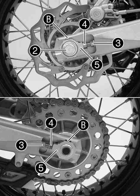 UNDERHÅLL AV CHASSI OCH MOTOR 41 Tryck kedjan uppåt vid kedjegliddelens ände och bestäm kedjespänningen. Kedjans övre del ska vara spänd. Kedjor slits inte alltid jämnt.