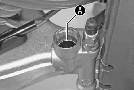 Bromsvätska DOT 4 / DOT 5.1 ( s 91) Montera skruvlocket med membran och o-ring. Spilld bromsvätska eller vätska som runnit ut ska tvättas bort omedelbart med vatten. 9.50Demontera framhjulet x 100833-10 Palla upp motorcykeln.