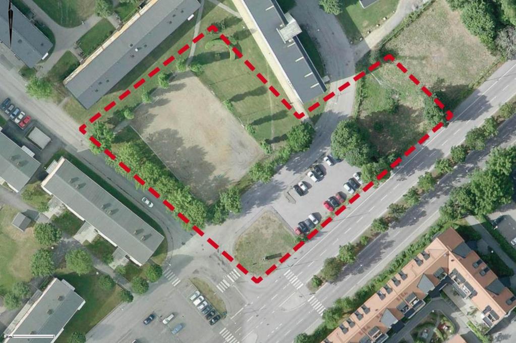 Ungefärligt läge för planområdet Planområdets ungefärliga omfattning PLATSEN Nuvarande markanvändning Planområdet är beläget i östra Gränby i Uppsala och omfattar drygt 6000 kvadratmeter.