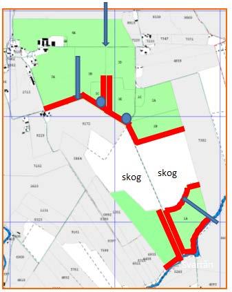 Resultat från körningarna med modellen: Riskområden för yterosion på Hidinge Gård vid högre