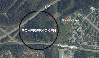 Ortsanalys Sandviken och Högbo 33 Scherpbacken S.Y.2 Scherpbacken. Utredningsområde för skola och idrott med ny infart från Gävlevägen från Scherpbacken och in över Norrsätra.