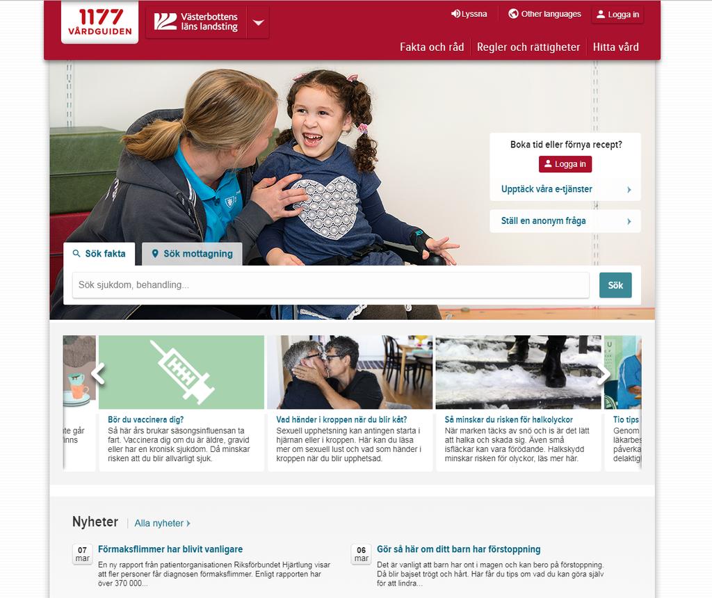 1177 Vårdguiden Informa/on om tjänster för din hälsa och vård 1177 Vårdguiden