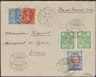 000:- 2019K Dutch Indies 1909 from JAVA, postal stationery envelope with overprint 121/2 cents + three adhesives with overprint JAVA sent registered from Soerabaja 1909 to Zurich with arrival cancel