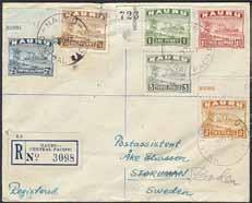 000:- 2243K Libya 1952, Registered with label + Par Avion in m/s franked 2+4+5+8+10+12+20 = 61 mills to Sweden Rare destination.