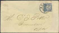 2290 Confederate States - Mobile (AL) Cover franked with 5 c sent local. * 5.000:- 2291v Other Collection 1871 on leaves. Revenues 2nd issue, some duplication. The entire lot is presented at www.