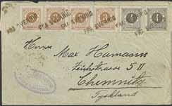 13 with ph. in pair, on stamped envelope 10 öre, sent to Great Britain. Transit FREDERIKSHAVN 3.POST 12.