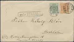 1586K 18 S FINLAND, Åbo-Stockholm route. Swedish circle cancellation STOCKHOLM K.E. 27.5.1877, on Finish stamp 32 p Coat of Arms typ m/75, without the single line cancellation FRÅN FINLAND, on cover sent to Sweden.