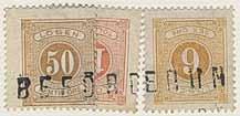 500:- 1623 L14, 15, 19 GERMANY, German single line cancellation BEFÖRDREUN(G) on Swedish postage due stamps, 6+12+50 öre perf. 13.