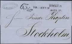 Ovanligt och intressant objekt då valutareformen skedde redan 1.7.1858. 3.000:- Kuba. Obetalt brevomslag daterat St Jago de Cuba d. 29 April.