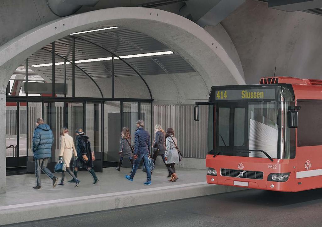 Visionsbild: Stockholms stad illustration Link arkitektur Bussterminal 11 När byggs om finns inte plats för en där den ligger i dag.