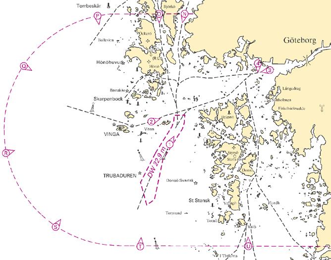 Bilaga 7 Rapporteringspunkter inom VTS-område Göteborg Rapporteringsnamn Geografisk position Geografiskt läge Rapporteringspunkt 1 (på nordgående) ca 57 37,17'N 11 40,85'E (Göteborg entrance)