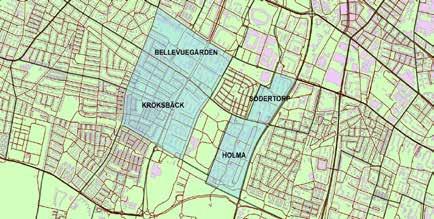 dedelarna. De fyra delområdena tillhör stadsdelen Hyllie som befinner sig i södra Malmö. Bellevuegården ligger i den nordvästra delen av Hyllie med Kroksbäck söder om sig.