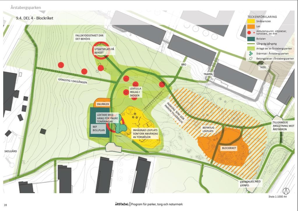 Sida 5 (7) Bild 5: Idéskiss över den nya lekplatsen inom parkmarken Källa: Årstadal Program för parker, torg och naturmark 2015-04-01 Exploateringskontoret/Nyréns Arkitektkontor Ekonomi Finansiering
