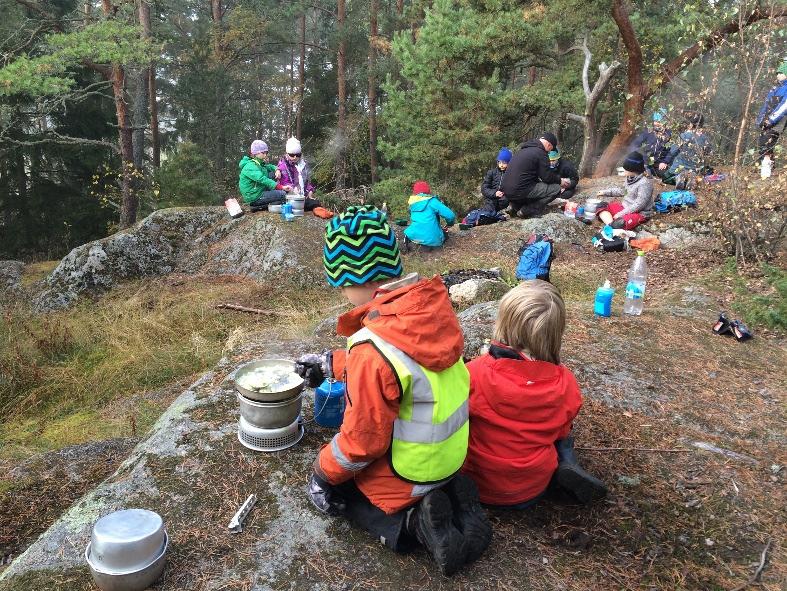 Vi lagade mat på trangia, hade lägerbål med bävrarna