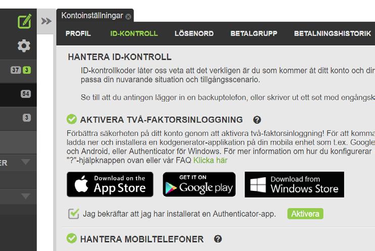 I din Authenticator-app, välj att skapa nytt via plustecknet.