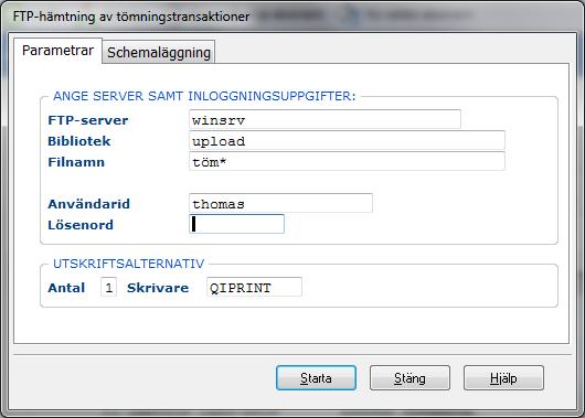192 Renhållning 7.19.2 Inmatningsfält ANGE SERVER SAMT INLOGGNINGSUPPGIFTER FTP-server Ange på vilken FTP-server tömningarna ska hämtas.
