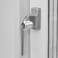 Handtag med lås kan låsas med en liten, löstagbar nyckel.