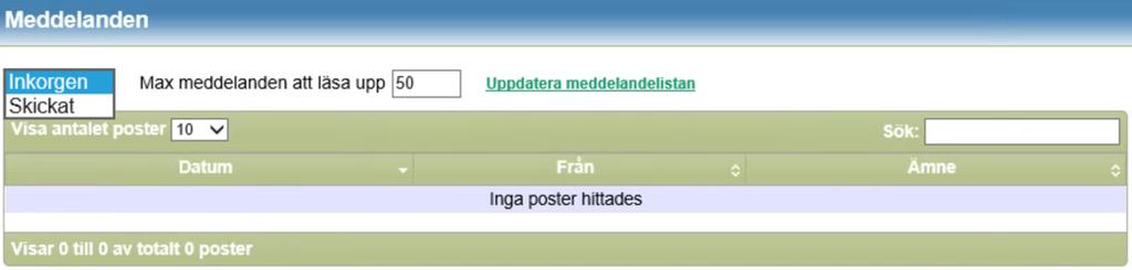 Meddelanden Klicka en gång på knappen Meddelande för att