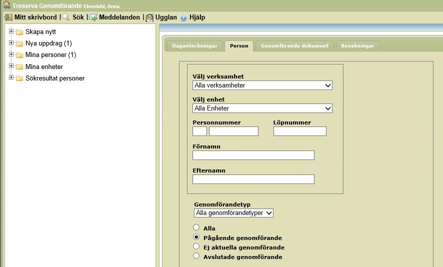 Sök Person och mapp Sökresultat personer Du kan söka efter personer som är aktuella i Genomförandewebben med pågående insatser.