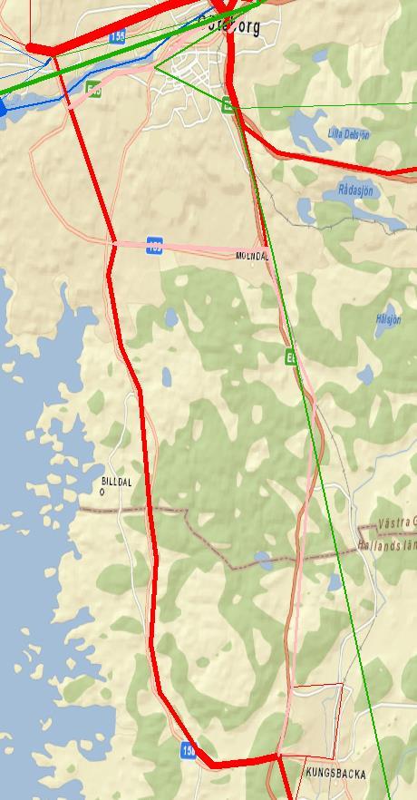 Ruttvalsproblem Gods ska gå på väg E6/E20 och inte på väg 158 (Säröleden)