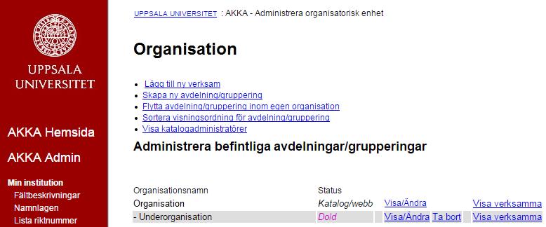 Flytta underorganisation inom egenorganisation Flytta underorganisation inom egen organisation Den nyskapade underorganisationen är nu