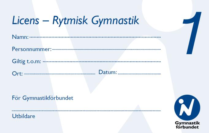 Tränarlicenser För att erhålla en viss tränar-/instruktörslicens krävs X antal utbildningspoäng ( GP ) 1 lektionstimme motsvarar 1 GP Exempel: - Steg 1-licens i Rytmisk Gymnastik - 60 GP krävs