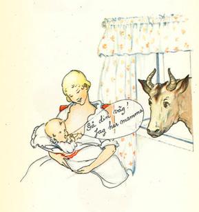 Nr 49 Den allmänna och fria spädbarnsvårdens betydelse för hälsa, utbildning och inkomster 5 Figur 2. Illustrationer om betydelsen av amning och god hygien i hemmet. Mödrar uppmuntrades att amma.