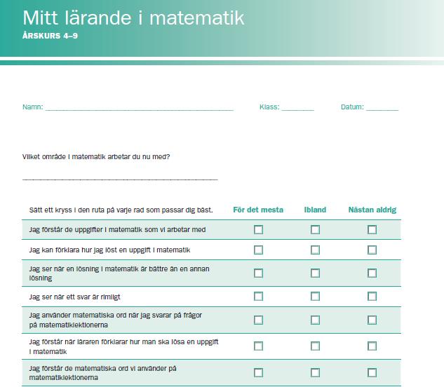 Att skapa en självbedömning Välj mall till elevens självbedömning.