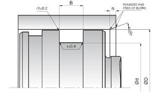 HYDRAULIK- OCH PNEUMATIKTÄTNINGAR Kolvtätning K23 PU ANVÄNDNINGSOMRÅDE Entreprenadmaskiner, truckar, formsprutningsmaskiner, jordbruksmaskiner, lastkaj- och standardcylindrar.