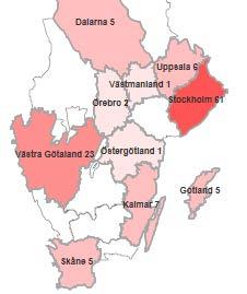 61 Uppsala 6 Västerbotten 2 Västernorrland 2