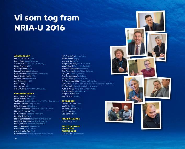 NRIA-U 2016 - Projektet Arbetsgrupp med Saab, Marin Mätteknik, Basstech, KTH, Chalmers, BTH, FOI, FMV,