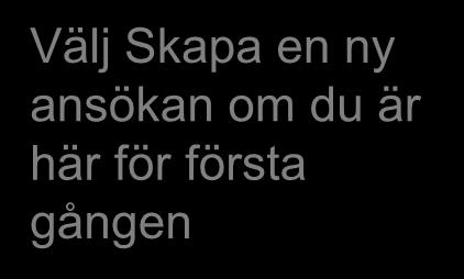 Välj Skapa en ny ansökan om du är här