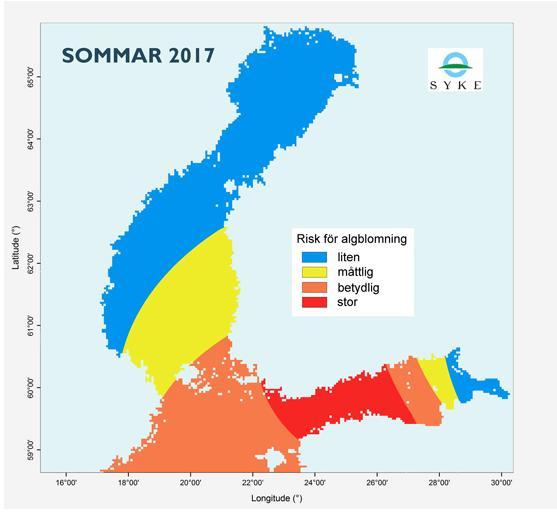 Minskade utsläpp av näringsämnen och riskerna för algblomning Övergödningen längst österut i Finska viken har avtagit vilket beror på minskningen av den externa näringsbelastningen.