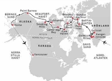 Nordvästpassagen med Hurtigruten I Roald Amundsens fotspår PRELIMINÄRA FLYGTIDER DAG FLYG 20 aug Stockholm - Köpenhamn 20 aug Köpenhamn - Kangerlussuaq 11 sep Nome - Vancouver 12 sep Vancouver -