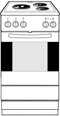 Spisen 1. Ventilationsöppning 2. Häll med PLATTOR 3. Manöverpanel med VRED 4. Ugn 5. Förvaringslåda 6. Sockel Spisen har hjul baktill för att underlätta förflyttning vid städning.