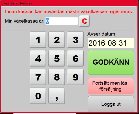 Dagens början: Starta kassan Dubbeltryck (dubbelklicka) på ikonen. Kassan startar upp och ett fönster som frågar om att ta bort gamla backuper kan komma upp.