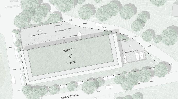 Hårdgjorda p-ytor (9 p-platser) byggs över med bostadshus Figur 2. Förslag till framtida markutnyttjande.