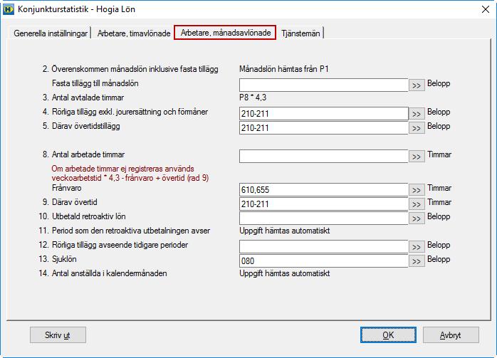 Arbetare, månadsavlönade Med hjälp av SCB s Vägledning för redovisning av konjunkturlönestatistik för anställda inom privat sektor (KLP) anger du vilka lönearter som ska redovisas.