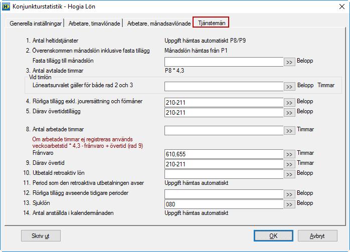 Tjänstemän Med hjälp av SCB s Vägledning för redovisning av konjunkturlönestatistik för anställda inom privat sektor (KLP) anger du vilka lönearter som ska redovisas.