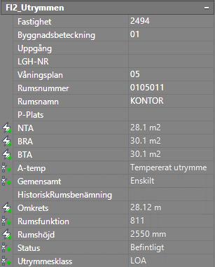 8.5 Specifika krav för Arkitektmodell Alla utrymmen ska ha ett motsvarande utrymmesobjekt i modellen.