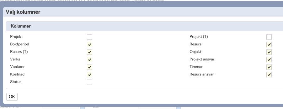 Bilden nedanför ska komma upp när du klickar på export. Observera att du ska välja att visa alla om du vill ha med alla sidor exporterad till Excel.