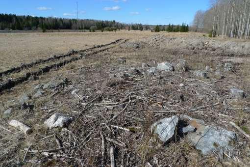 Schakt 517 Inga anläggningar. Emellertid framkom en sentida dränering med Höganäs dräneringsrör delvis överlagrade av en stenrad (T528).