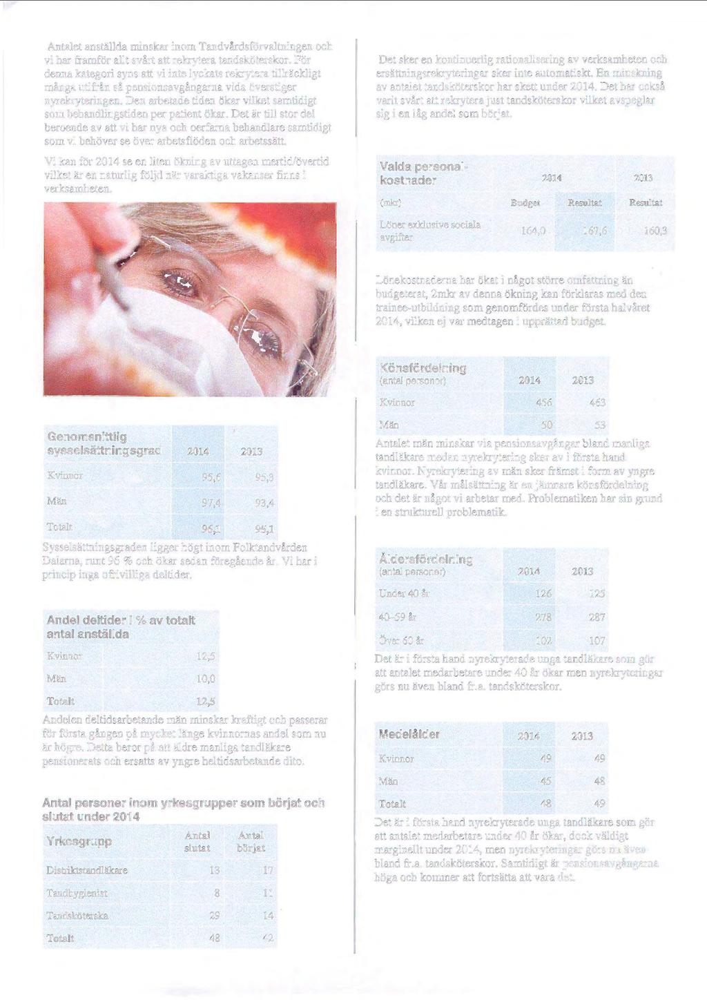 Antalet anställda minskar inom Tandvårdsförvaltningen och vi har framför allt svårt att rekrytera tandsköterskor.