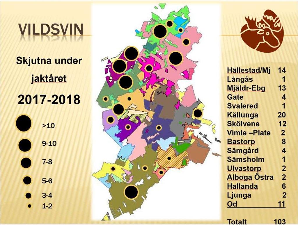 VILDSVIN Skjutna under jaktåret 2017-2018 Hällestad/Mj t.o.m.