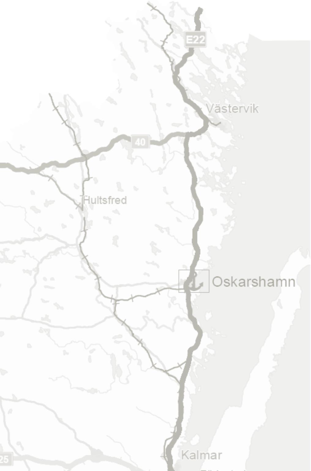 Kalmar län Reinvestering Väg 137 Ölandsbron Investering E22 Rinkabyholm (nyligen avslutad) E22 Gladhammar-Verkebäck 2024-2029 E22 Förbi Bergkvara 2024-2029 Exempel på