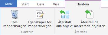 Tömma Papperskorgen eller återställa filer Papperskorgen finns på Skrivbordet. Du ser den om du stänger eller minimerar alla öppna fönster. Dubbelklicka på Papperskorgen.